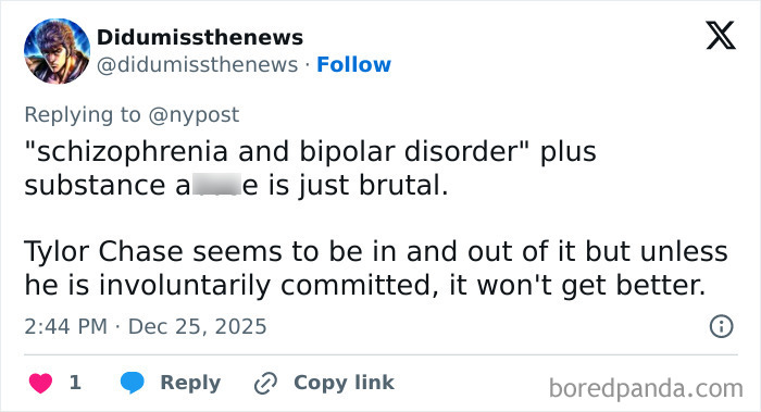 Screenshot of a tweet discussing the dad of Nickelodeon star Tylor Chase revealing reasons for being on the streets and health updates. Screenshot of a tweet discussing the dad of Nickelodeon star Tylor Chase revealing reasons for being on the streets and health updates.