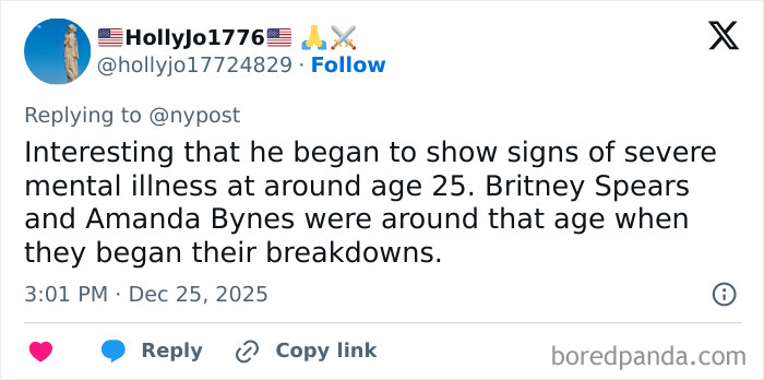 Tweet discussing mental illness and breakdowns related to dad of Nickelodeon star Tylor Chase's health and living situation. Tweet discussing mental illness and breakdowns related to dad of Nickelodeon star Tylor Chase's health and living situation.