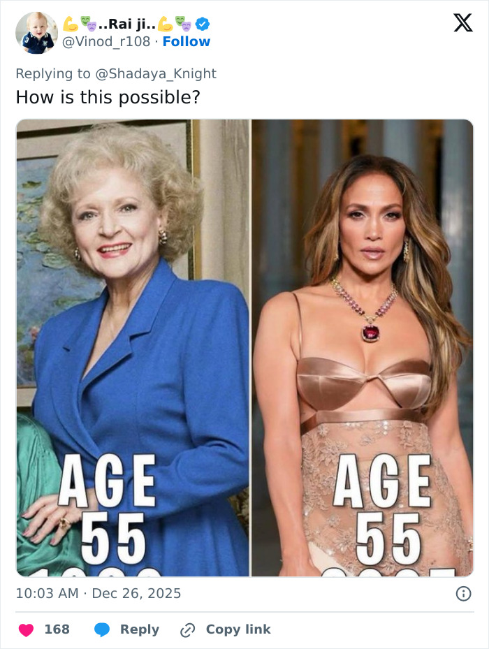 Side-by-side photos showing age 55 with an odd detail in Jennifer Lopez&rsquo;s Christmas photo sparking Photoshop claims.