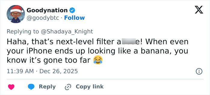 Screenshot of a social media comment critiquing Jennifer Lopez&rsquo;s Christmas photo, highlighting odd details and Photoshop skills.