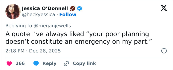 Screenshot of a social media reply with a quote about poor planning, related to a flight seat switch dispute online debate.