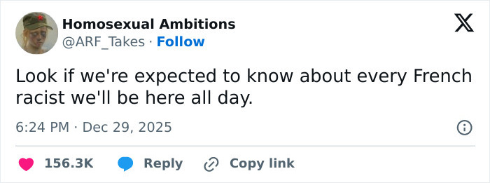 Tweet by user Homosexual Ambitions on backlash and controversy involving Chappell Roan and Brigitte Bardot. Tweet by user Homosexual Ambitions on backlash and controversy involving Chappell Roan and Brigitte Bardot.