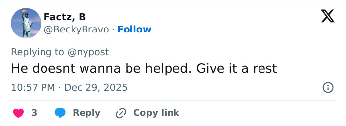 Tweet from user Factz, B replying to a comment, expressing frustration about Tylor Chase’s hospitalization situation. Tweet from user Factz, B replying to a comment, expressing frustration about Tylor Chase’s hospitalization situation.
