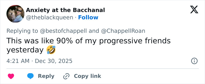 Screenshot of a Twitter reply reacting to Chappell Roan facing backlash over a Brigitte Bardot post.