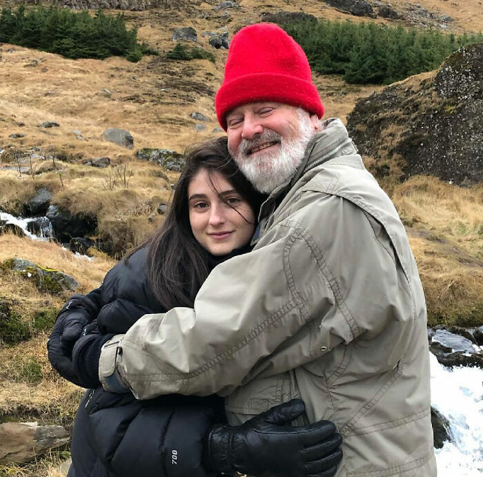 Rob Reiner&rsquo;s daughter Romy and father outdoors in warm clothing, highlighting Romy&rsquo;s childhood fear of brother Nick.