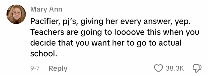 Screenshot of a social media comment discussing a viral homeschool clip that raises eyebrows and sparks debate on parenting choices.