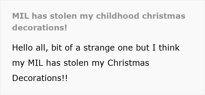 Woman horrified after spotting her sentimental Christmas ornaments on mother-in-law’s tree, unable to find them at home.