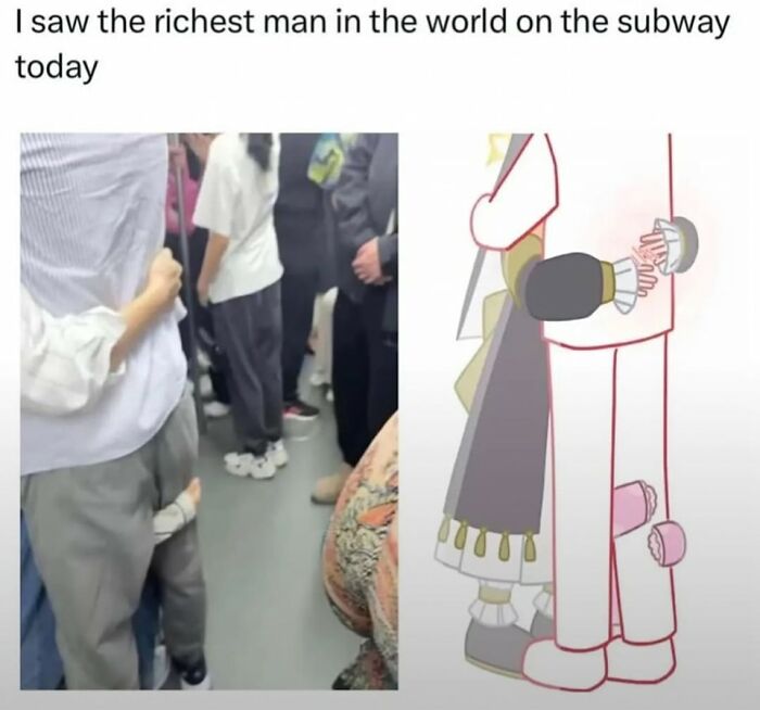Child hugging adult on subway in sweet and wholesome moment to cleanse your feed with heartwarming pics
