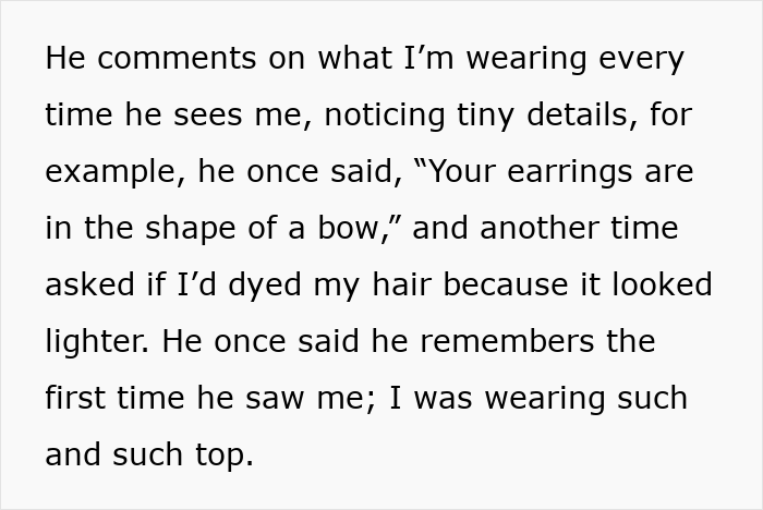 Woman describing how a guy won't leave younger colleague alone, suspecting he has inappropriate intentions at work. Woman describing how a guy won't leave younger colleague alone, suspecting he has inappropriate intentions at work.