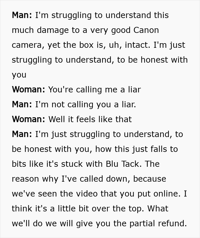 Woman claims Christmas gift shattered by delivery driver, showing footage and discussing damage with man disputing the claim. Woman claims Christmas gift shattered by delivery driver, showing footage and discussing damage with man disputing the claim.