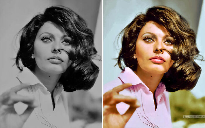 Side-by-side comparison of an old photo and its colorized version showcasing artist colorizing old photos.