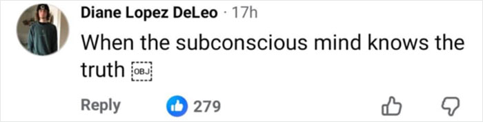 Diane Lopez DeLeo's comment highlighting a Freudian slip, illustrating the subconscious mind revealing truth online. Diane Lopez DeLeo's comment highlighting a Freudian slip, illustrating the subconscious mind revealing truth online.