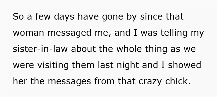 Text excerpt about woman receiving proof of husband cheating and dealing with crazy ex-girlfriends shared in a message. Text excerpt about woman receiving proof of husband cheating and dealing with crazy ex-girlfriends shared in a message.