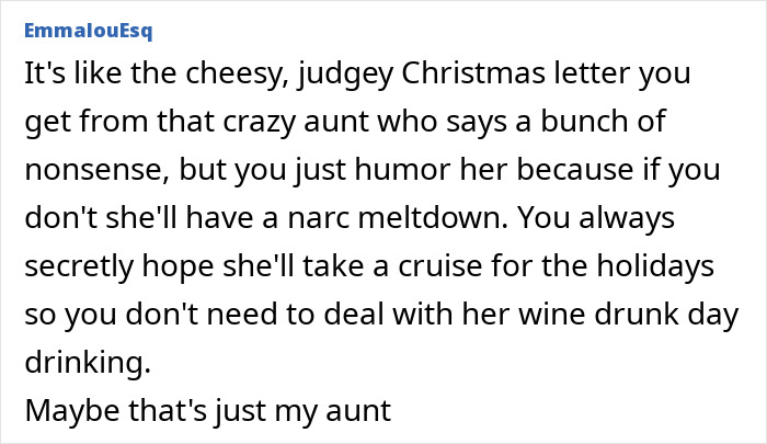 Text post discussing a cheesy, judgey Christmas letter, relating to Meghan Markle's Christmas message and Prince Harry split rumors.
