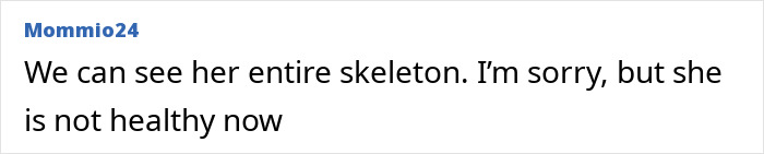 User comment about Ariana Grande addressing body-shaming, criticizing her health based on her appearance online.