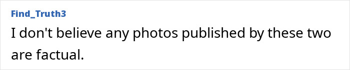 Comment text criticizing Prince Harry and Meghan Markle's holiday photo as not factual, discussing manipulation claims. Comment text criticizing Prince Harry and Meghan Markle's holiday photo as not factual, discussing manipulation claims.