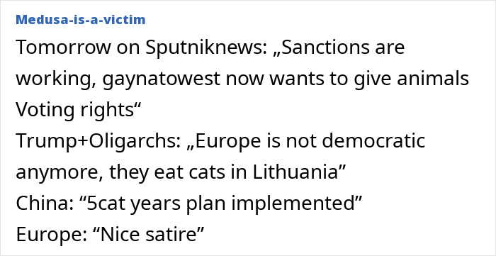 Text post discussing Lithuania lawmaker’s cat consent related to firing national broadcaster head and political satire. Text post discussing Lithuania lawmaker’s cat consent related to firing national broadcaster head and political satire.