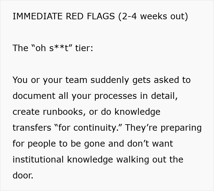 Text describing immediate red flags at work, highlighting subtle red flags that mean your job is not safe.