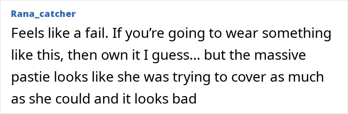 Comment criticizing Rachel Zegler’s see-through dress focusing on an unusual pastie detail fans find humorous. Comment criticizing Rachel Zegler’s see-through dress focusing on an unusual pastie detail fans find humorous.