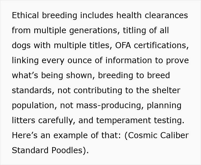 Text explaining ethical breeding practices and health clearances in dogs, relevant to entitled mother expenses split son girlfriend. Text explaining ethical breeding practices and health clearances in dogs, relevant to entitled mother expenses split son girlfriend.