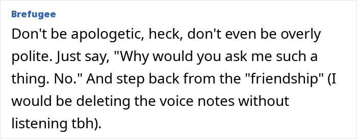 Text message showing a woman sad about ending a 22-year-long friendship after a friend&rsquo;s unhinged request.
