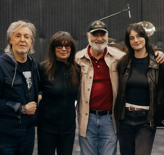 Group photo of four people indoors, caption related to Jimmy Kimmel breaking silence on Donald Trump comments about Rob Reiner. Group photo of four people indoors, caption related to Jimmy Kimmel breaking silence on Donald Trump comments about Rob Reiner.
