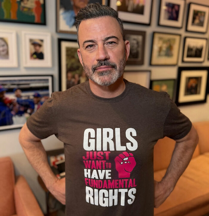 Jimmy Kimmel wearing a rights advocacy shirt, speaking out on Donald Trump’s hateful and vile comments on Rob Reiner. Jimmy Kimmel wearing a rights advocacy shirt, speaking out on Donald Trump’s hateful and vile comments on Rob Reiner.