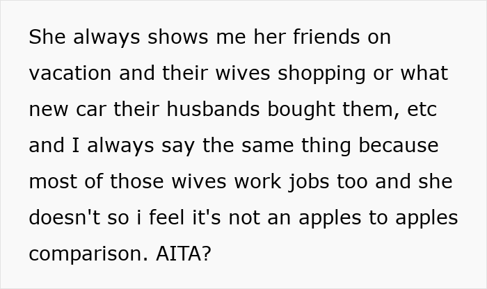 Text discussing feelings of a stay-at-home mom feeling poor despite receiving monthly fun money from husband. Text discussing feelings of a stay-at-home mom feeling poor despite receiving monthly fun money from husband.