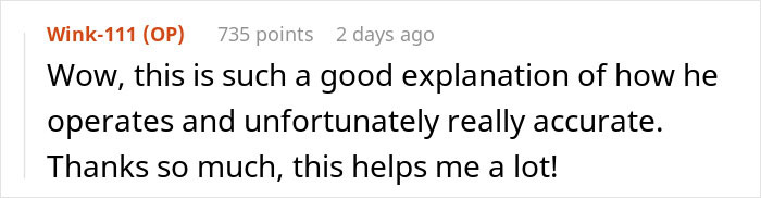 Online comment from Wink-111 expressing appreciation for an accurate explanation related to divorce regret reality check. Online comment from Wink-111 expressing appreciation for an accurate explanation related to divorce regret reality check.