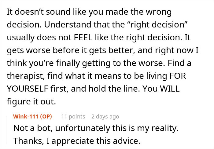 Text conversation showing a woman receiving advice and a reality check after regretting a divorce decision. Text conversation showing a woman receiving advice and a reality check after regretting a divorce decision.