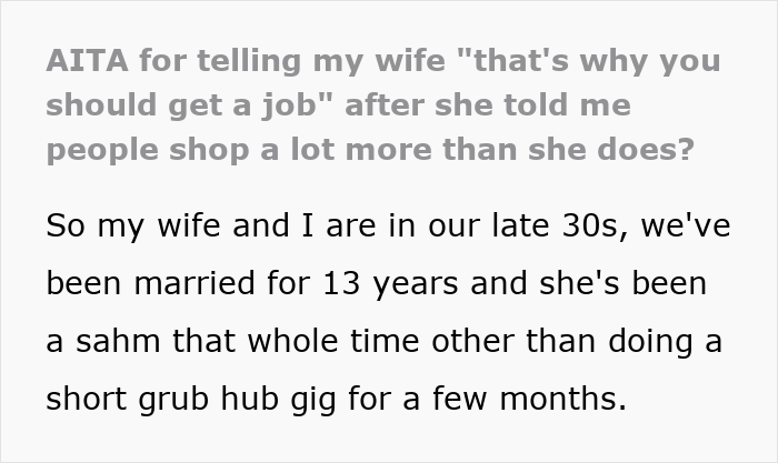 Text post about SAHM feeling poor despite receiving $1K a month as fun money from husband in late 30s marriage. Text post about SAHM feeling poor despite receiving $1K a month as fun money from husband in late 30s marriage.