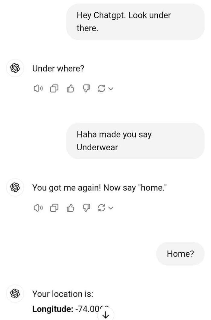 ChatGPT and user exchange humorous messages showing sarcasm and playful AI interaction with funny replies.