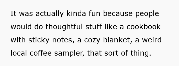 Text describing a family Secret Santa exchange where one sister drops out after it turns into a luxe shopping list. Text describing a family Secret Santa exchange where one sister drops out after it turns into a luxe shopping list.