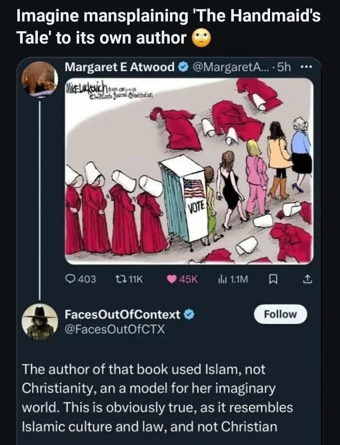 Social media post showing a controversial mansplaining debate with a political cartoon, highlighting fails in understanding.