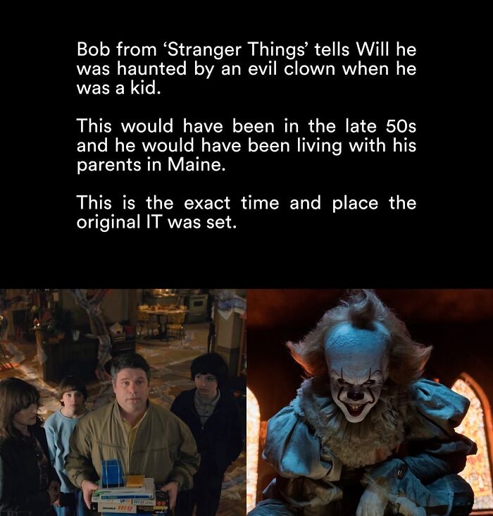 Scene of Stranger Things characters discussing the original IT movie setting, a popular movie meme reference.
