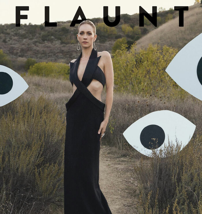 Britanny Snow posing outdoors in a black cutout dress addressing plastic surgery rumors amid netizens discussing noses. Britanny Snow posing outdoors in a black cutout dress addressing plastic surgery rumors amid netizens discussing noses.
