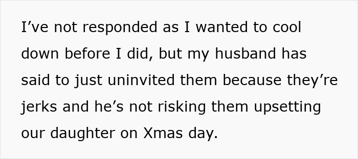 Text from a message discussing uninviting toxic relatives to protect a vegan teen from family conflict on Christmas.