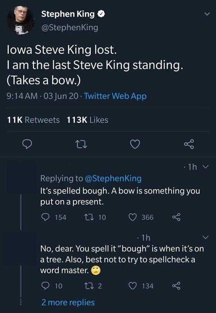 Twitter exchange showing humorous fail in correcting spelling, highlighting people trying to fix others and failing hilariously.