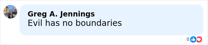 Screenshot of a social media comment reading Evil has no boundaries about horrifying wedding tragedy and missing child case. Screenshot of a social media comment reading Evil has no boundaries about horrifying wedding tragedy and missing child case.