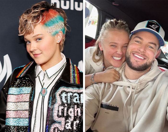 Two images side by side featuring celebrities with unique styles amid major celebrity scandals shocking fans in 2025.