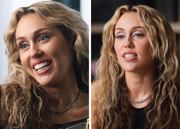 Miley Cyrus with youthful glow and viral makeover, showcasing natural beauty and radiant smile in close-up portraits. Miley Cyrus with youthful glow and viral makeover, showcasing natural beauty and radiant smile in close-up portraits.