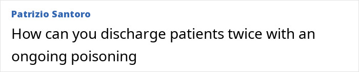 Text excerpt showing a discussion about discharging patients with ongoing poisoning, related to an Italian mother and daughter fatal Christmas dinner case.