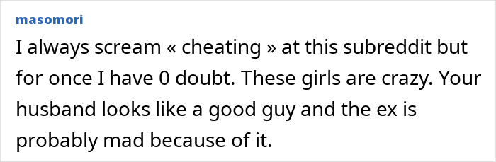 ALT text: Screenshot of a Reddit comment discussing proof of cheating and the impact of crazy ex-girlfriends on relationships.
