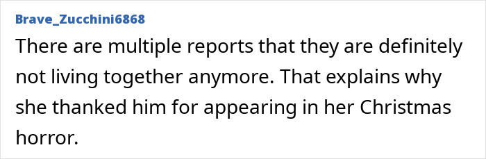 Text post discussing reports about Meghan Markle's Christmas message sparking Prince Harry split rumors.