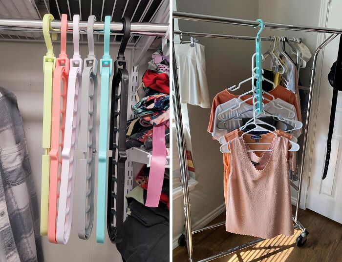 The Laws Of Physics Are Merely Suggestions When You Employ The Space Saving Hangers To Vertically Stack Your Shirts Until Your Closet Acts Like A Clown Car For Clothes
