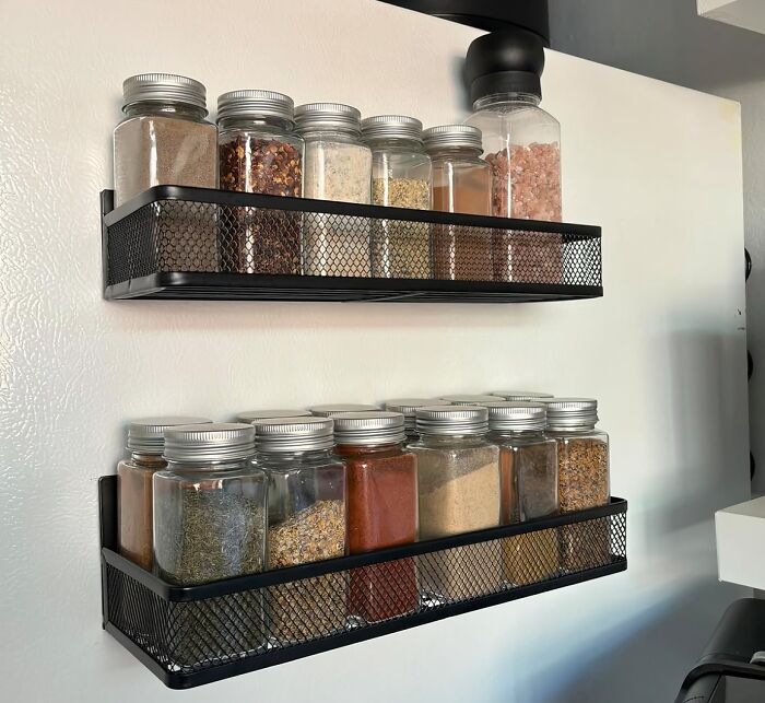 Your Collection Of Expired Basil Doesn't Need To Hog Precious Counter Space When The Magnetic Spice Rack For Refrigerator Turns The Side Of Your Appliance Into A Floating Pantry