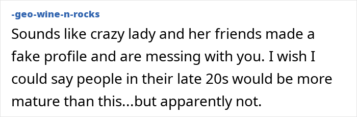 Screenshot of a social media comment discussing fake profiles and reactions related to cheating accusations. Screenshot of a social media comment discussing fake profiles and reactions related to cheating accusations.