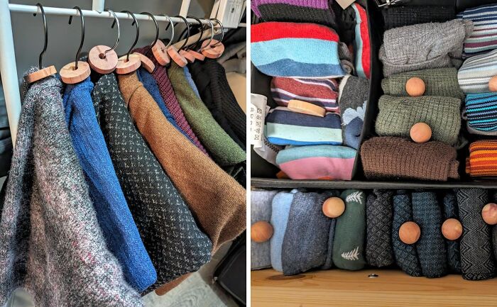 Explaining Why Your Favorite Sweater Looks Like Swiss Cheese Is No Longer Required When You Use The Cedar Balls And Rings For Clothes Storage To Starve The Moths Out Of Your Closet