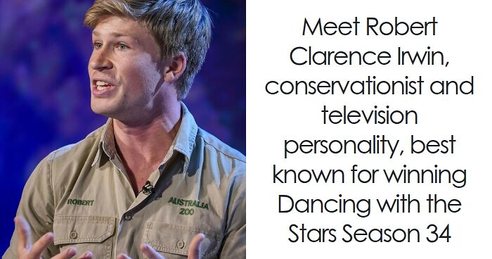 Robert Irwin speaking during an interview, wearing an Australia Zoo shirt, discussing his conservation work and career highlights