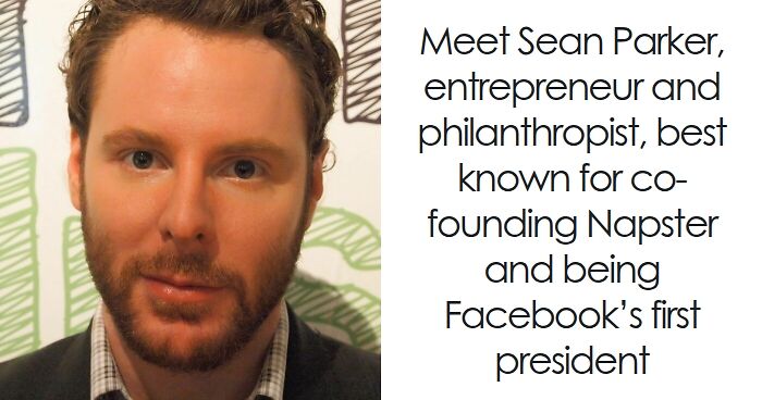 Sean Parker in a close-up portrait, recognized entrepreneur and co-founder of Napster, with a blurred background.